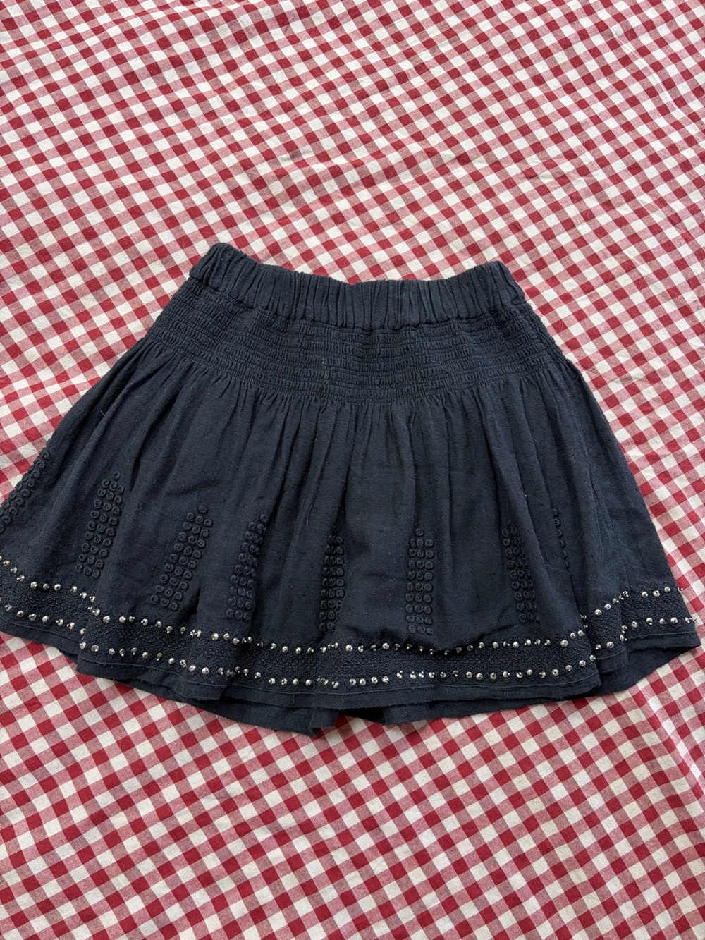 Isabel Marant Etoile Black Embellished Smocked Waist Skirt
